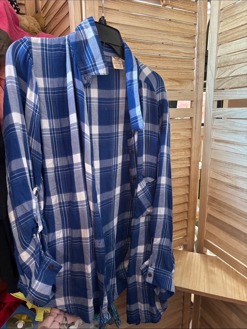 Faded Glory Blue and White Plaid Shirt XXL